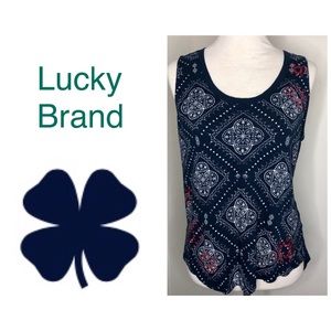 🌵Lucky Brand Blue/Red Bandanna Print Tank Sz Med